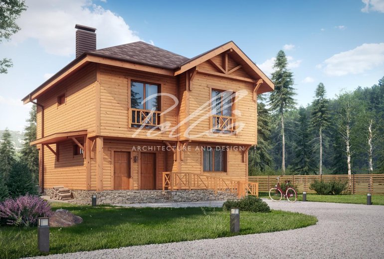 Projekt domu piętrowego 150 m2 z betonu komórkowego z 5 sypialniami i dużym tarasem