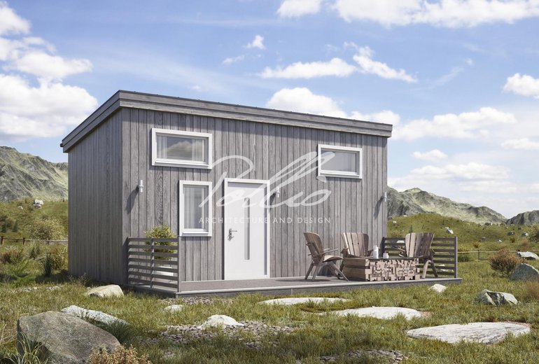 Projekt domu modułowego 25 m2, wykonany w technologii szkieletowej