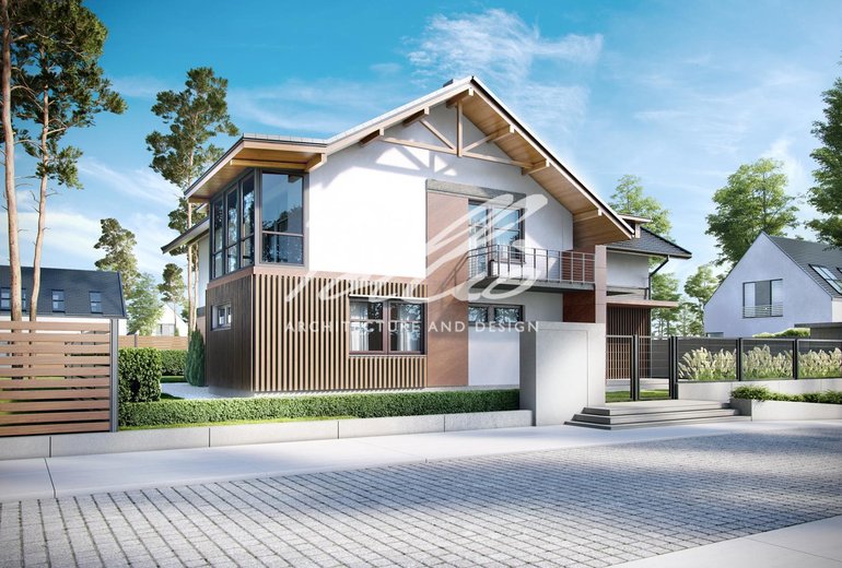 Projekt domu piętrowego z 4 sypialniami, pokojem kominkowym i 2 salonami