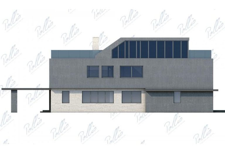 X8 - Projekt dużego domu o pow. do 350 m², z 4 sypialniami, tarasem na dachu płaskim i ogrodem zimowym. / 7