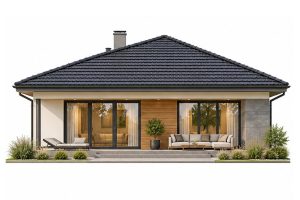 X50 - Projekt domu parterowego dla 3-osobowej rodziny z czterospadowym dachem i dwiema sypialniami / 6