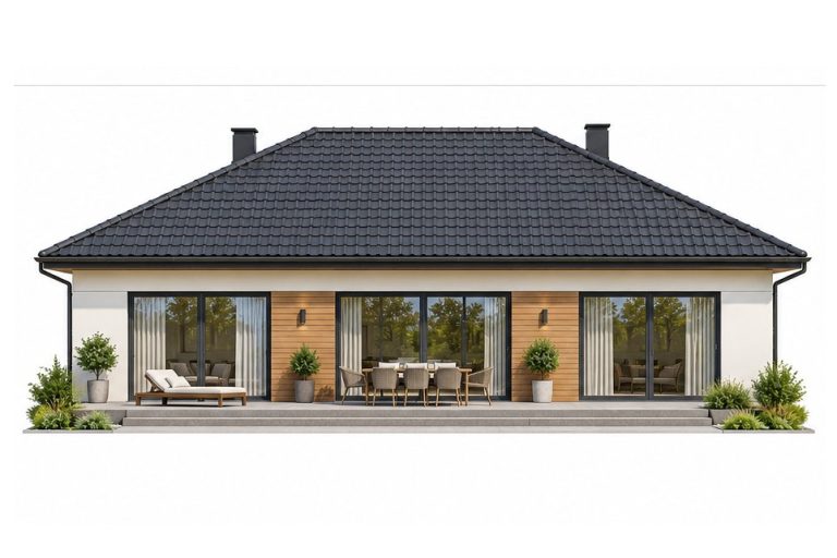 X51 - Projekt parterowego bliźniaka dwulokalowego z dachem czterospadowym, bez garażu / 6