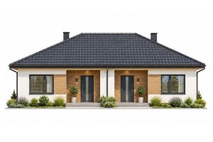 X51 - Projekt parterowego bliźniaka dwulokalowego z dachem czterospadowym, bez garażu / 4