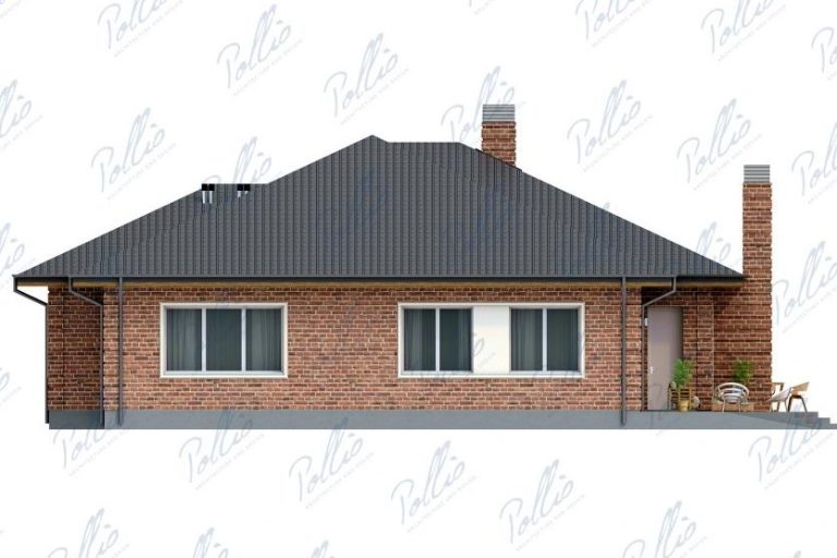 X37 - Projekt domu parterowego z betonu komórkowego z 4 sypialniami i dużym tarasem z grillem / 6