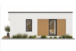 X45 - Projekt małego parterowego domu z 2 sypialniami, dużymi oknami i płaskim dachem / 6