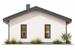 X47 - Projekt domu parterowego do 120m² z dachem jednospadowym, 3 sypialniami oraz dużym tarasem z tyłu / 6