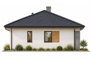 X50 - Projekt domu parterowego dla 3-osobowej rodziny z czterospadowym dachem i dwiema sypialniami / 7