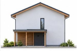 Xb6 - Projekt bliźniaka szkieletowego piętrowego dwurodzinnego z wiatą garażową i 3 sypialniami. / 5