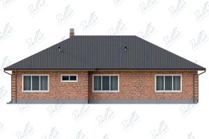 X37 - Projekt domu parterowego z betonu komórkowego z 4 sypialniami i dużym tarasem z grillem / 4