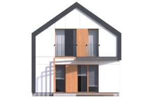 P1 - Projekt domu pasywnego piętrowego 100 m2 z betonu komórkowego z poddaszem użytkowym i 3 sypialniami / 7