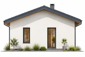 X47 - Projekt domu parterowego do 120m² z dachem jednospadowym, 3 sypialniami oraz dużym tarasem z tyłu / 4