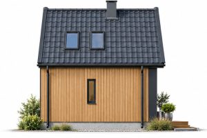 X52 - Projekt niewielkiego domu o pow. do 40 m² z poddaszem użytkowym, bez garażu, z dużymi oknami i antresolą / 4