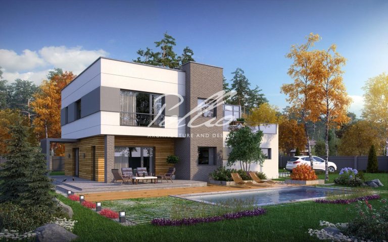X5 - Projekt domu piętrowego z tarasem nad garażem, 4 sypialniami, dużym tarasem i ogrodem zimowym. / 1