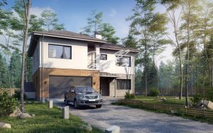 X21 - Projekt domu piętrowego o pow. do 300 m², z 3 sypialniami, garażem dwustanowiskowym i piwnicą. / 1