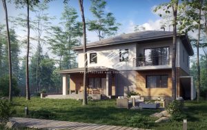 X21 - Projekt domu piętrowego o pow. do 300 m², z 3 sypialniami, garażem dwustanowiskowym i piwnicą. / 2