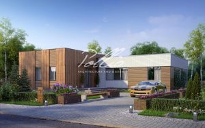 X9 - Projekt domu parterowego o powierzchni do 220 m², z płaskim dachem, sauną i 3 sypialniami. / 1