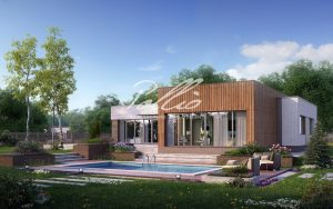 X9 - Projekt domu parterowego o powierzchni do 220 m², z płaskim dachem, sauną i 3 sypialniami. / 2