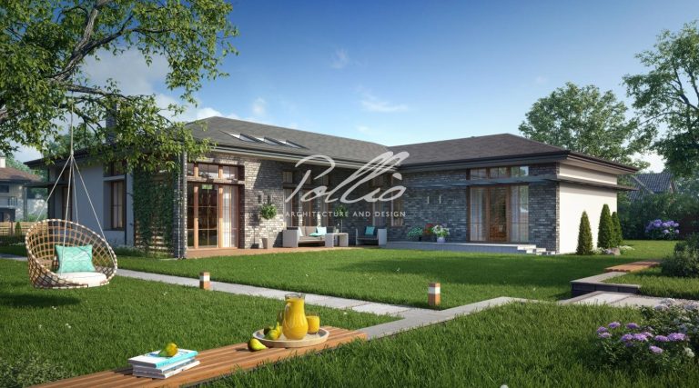 X16 - Projekt domu parterowego w kształcie litery L, do 150 m², z zamkniętą kuchnią i 3 sypialniami. / 3
