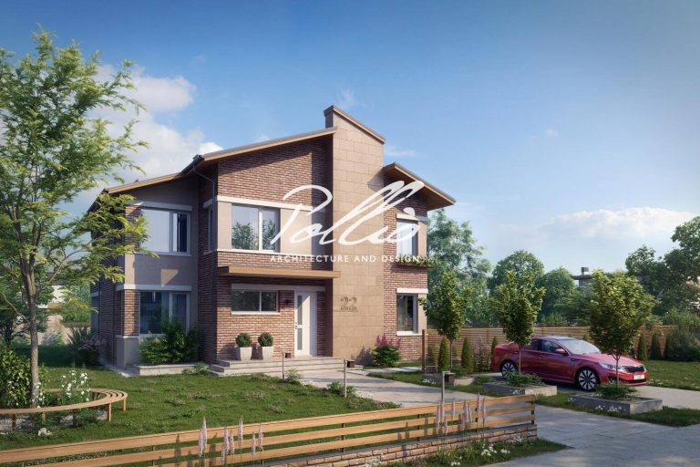 X22 - Projekt domu piętrowego z 6 pokojami, gabinetem, werandą i loggią. / 1
