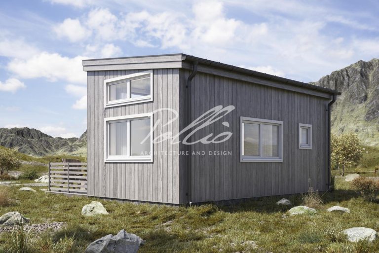X26 - Projekt domu modułowego 25 m2, wykonany w technologii szkieletowej / 2
