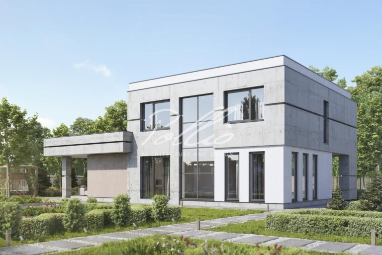 X27 - Projekt piętrowego domu w stylu high-tech z płaskim dachem i 3 sypialniami / 2