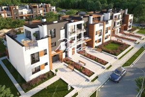Xb2 - Projekt domu szeregowego dla 3 rodzin z betonu komórkowego z tarasem na płaskim dachu / 2