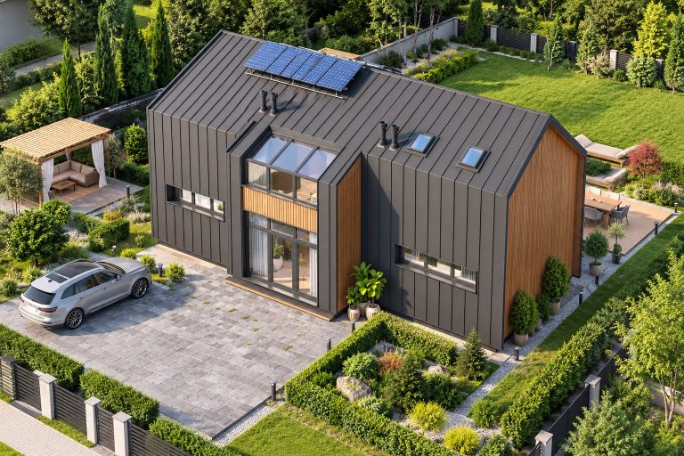 X39 - Projekt domu piętrowego z betonu komórkowego w stylu stodoły z antresolą i dużą kuchnią. / 4