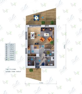 P1 - Projekt domu pasywnego piętrowego 100 m2 z betonu komórkowego z poddaszem użytkowym i 3 sypialniami / 5