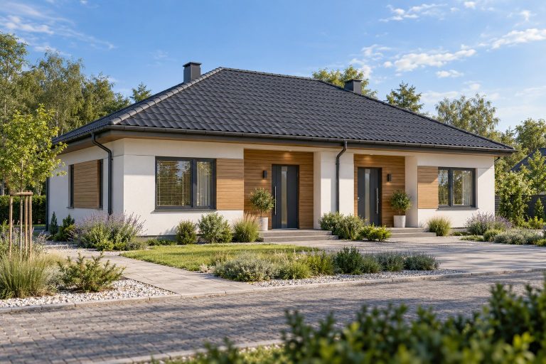 X51 - Projekt parterowego bliźniaka dwulokalowego z dachem czterospadowym, bez garażu / 1